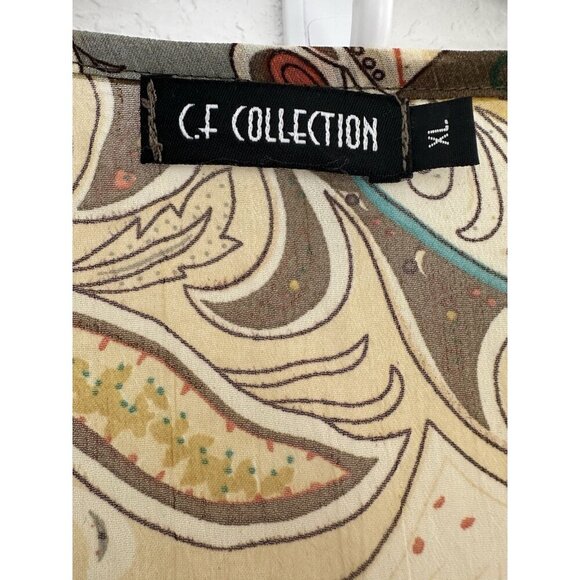 C.F Collection Womens V-Neck Wrap Tunic XL Multi Paisley Sheer Asymmetrical Hem - Picture 4 of 7